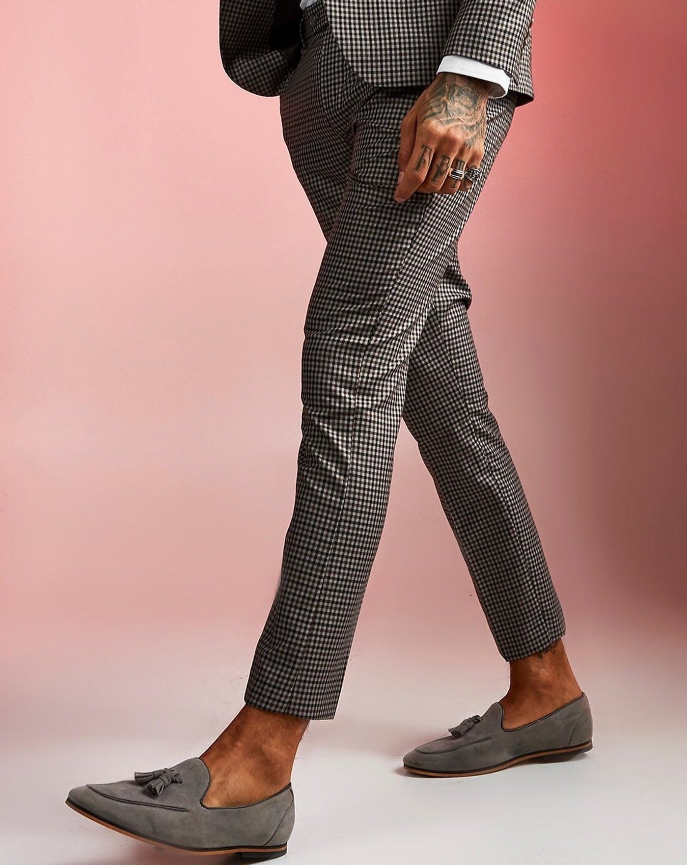 Black Textured cropped suit trousers | Bottega Veneta | MATCHES UK