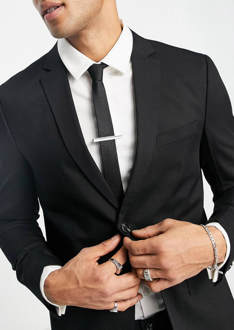 Notch Lapel Black Slim Fit Suit