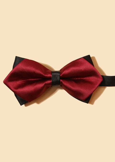 Burgundy two layered bow tie