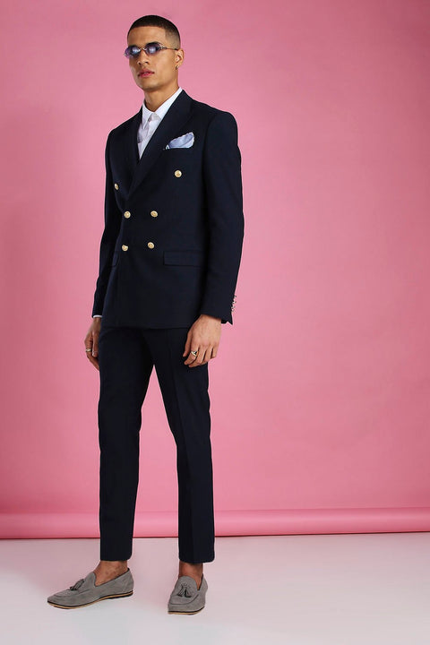 Navy slim fit double breasted suit/jacket