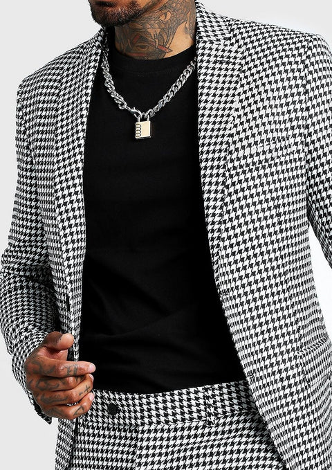 Slim Fit Dogtooth Suit Jacket